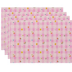 serviettes table carreaux fruits fleurs moderne rose clair gris clair bleu clair jaune clair