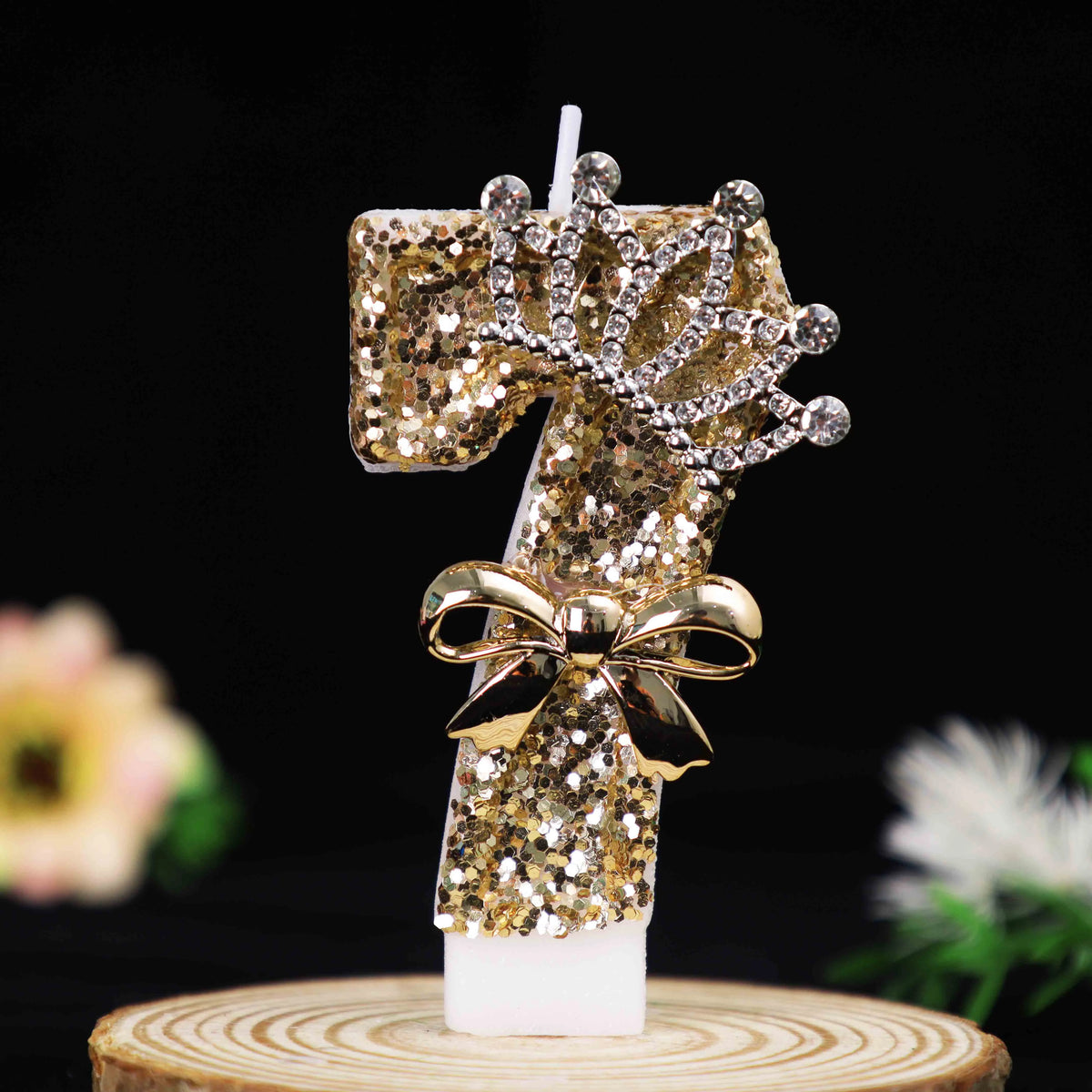 bougies numérotées pailletées dorées argentées anniversaire festives couronnes rubans clips decoration gâteau fête mariage
