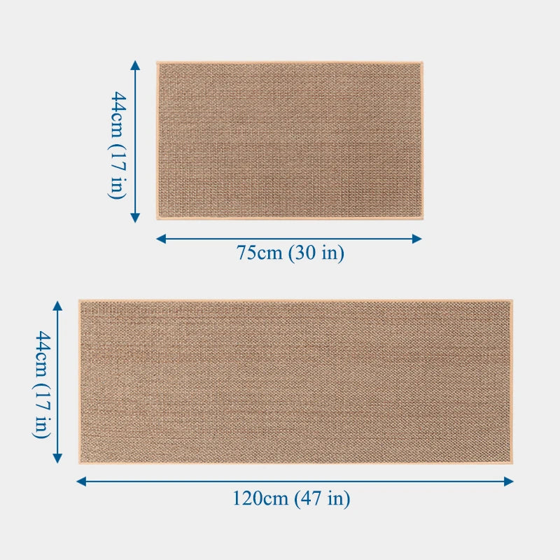 Tapis de cuisine en lin beige avec semelle en caoutchouc vue de dessous