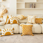 coussins décoratifs géométriques boho chic blanc moutarde tassel chambre canapé maison sans rembourrage