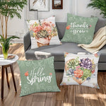 housse coussin polyester motif floral moderne violet cactus lettrage decoratif lit salon voiture 40x40cm