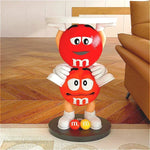 table basse forme m&m ludique pop art contemporain rouge orange marron foncé