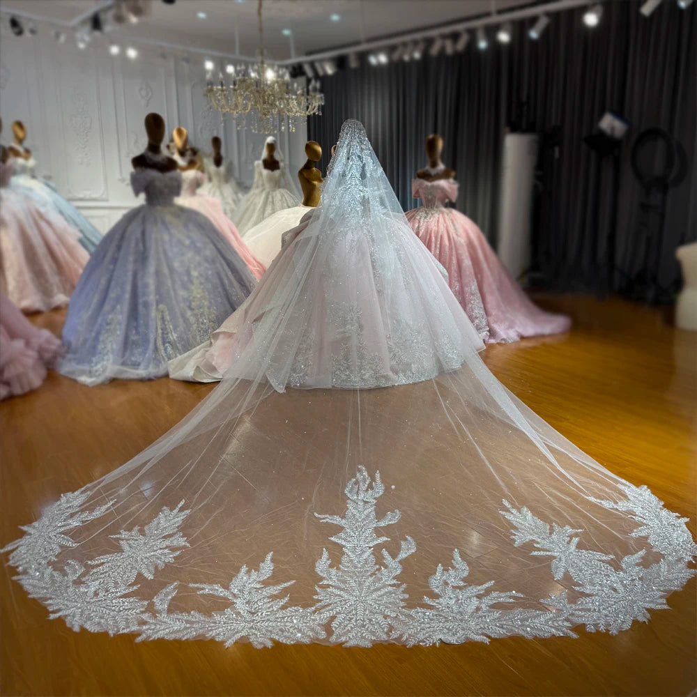 voile mariée blanc translucide broderie fine strass luxueux élégantivoire đơn