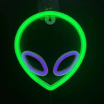 néon alien vert violet bleu rose planète saturne moderne lumineux fixations