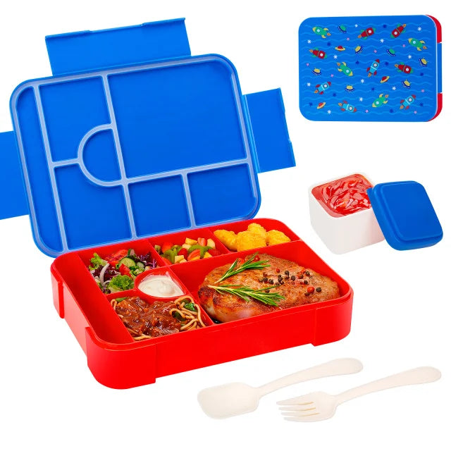 boîte lunch bento rectangulaire compartimentée étanche poignées motifs licornes enfant