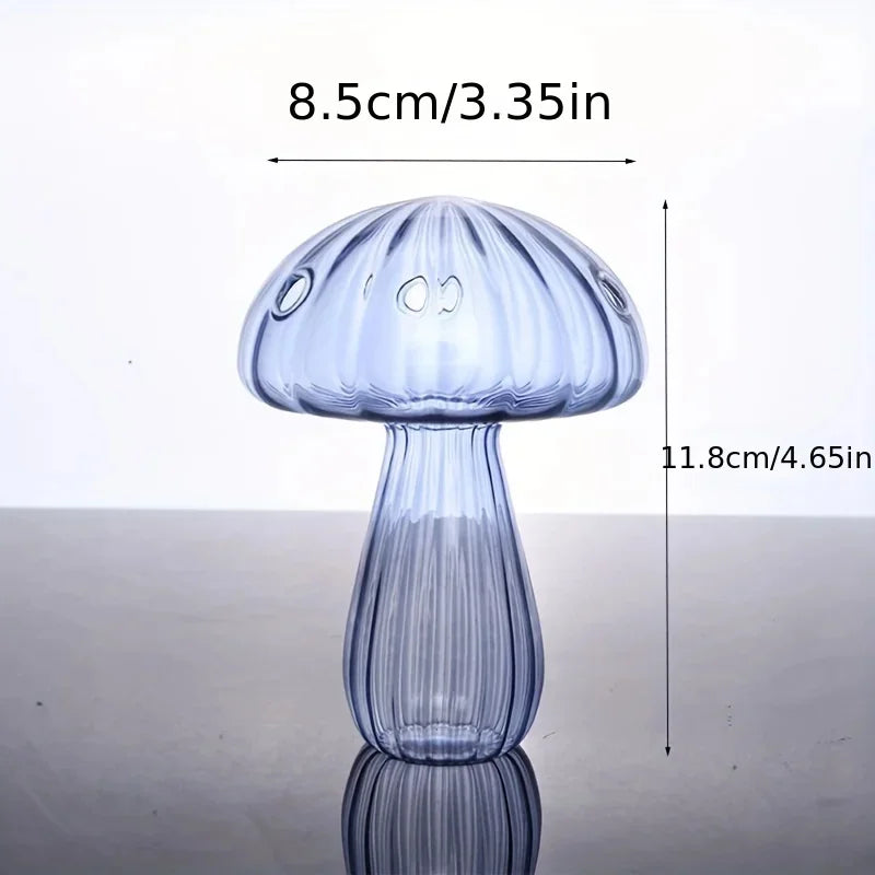 vases champignons transparents couleurs vives décoration intérieure moderne ornement floral arrondi brillant