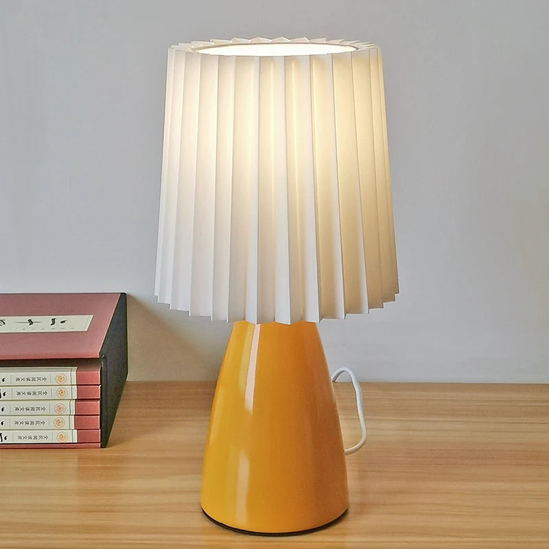lampe table moderne plissée blanc rose orange 5w led 60lm certifiée ul ccc