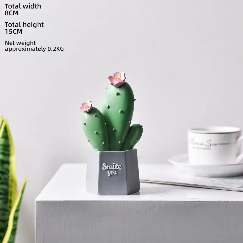 ornement cactus artificiel rose vert moderne décoration succulente épingles fleurs artificiels support gravure