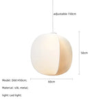 Suspension lumineuse moderne soie blanche opaque salon chambre d'hôtel led pendentif autonome