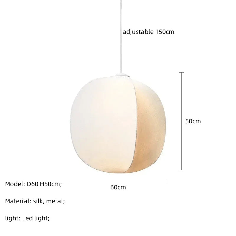 Suspension lumineuse moderne soie blanche opaque salon chambre d'hôtel led pendentif autonome