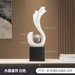 sculpture décorative résine blanche or contemporaine cristal transparent base opaque minimaliste fixée plateau