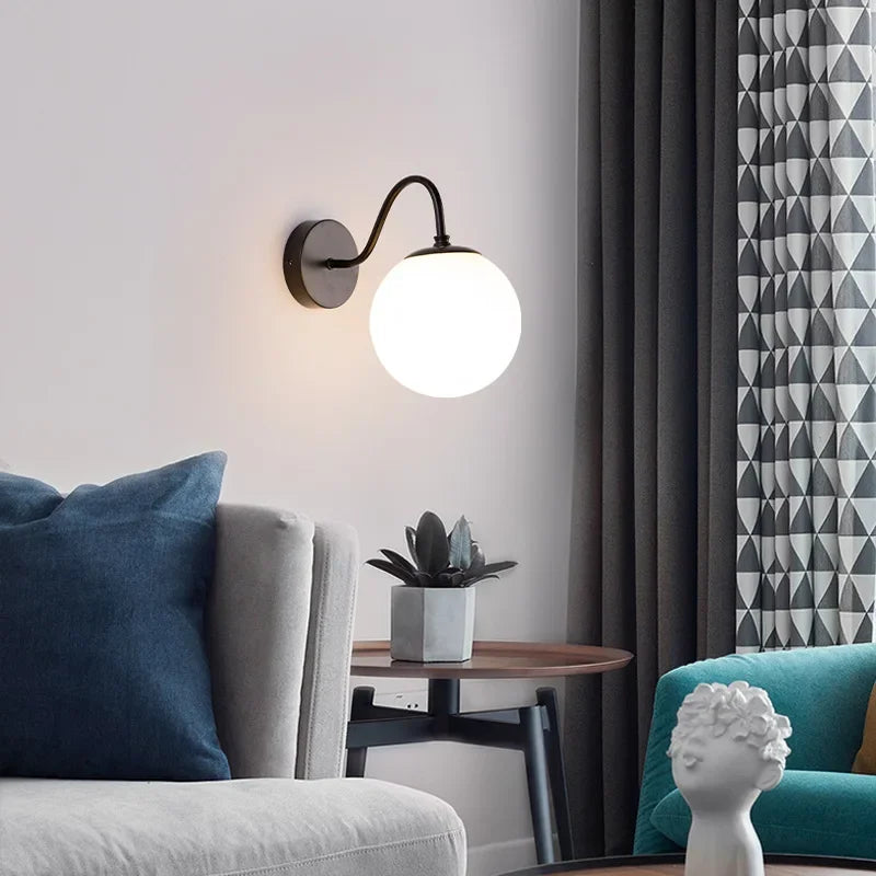 lampe murale moderne appliquée verre noir doré brillante chambre entrée fixée minimaliste lumière led