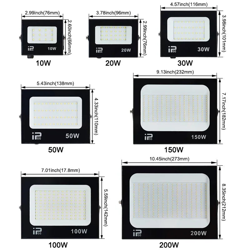 projecteur led moderne 220v 100w 150w 200w éclairage extérieur garage noir aluminium