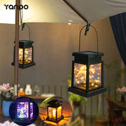 lanterne solaire led noir jardin extérieur ambiance chaleureuse vintage rustique