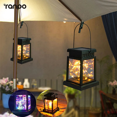 Lanterne solaire LED bougie noire pour jardin