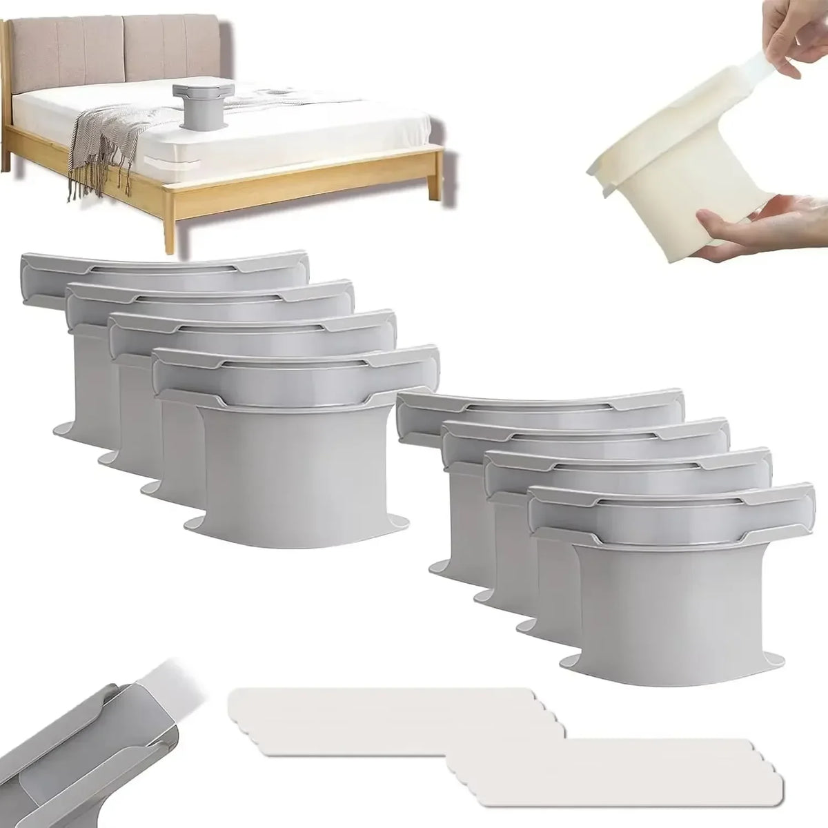 fixateurs draps adhésifs blanc gris minimaliste modernes sangles clips lit chambre maison robustes durables