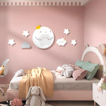 décoration murale enfant lune nuages étoiles adhésif pvc blanc rose verte