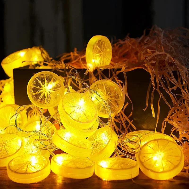 guirlande lumineuse citron orange leds rondelles fruits decoration noel vacances festive tropicale