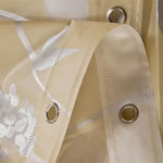 rideau douche moderne feuilles stylisées semi transparent beige gris 180cm 200cmversible