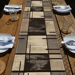 nappe moderne géométrique polyester beige marron noir gris texturée abstraite cuisine salon
