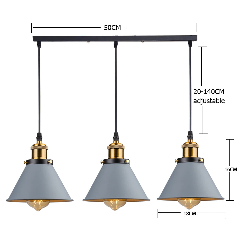lumière suspendue industrielle conique noire blanche orange éclairage moderne chambre salon