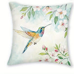 housses coussins carrés fleurs oiseaux printemps polyester blanc opacité zipper lit canapé décoration