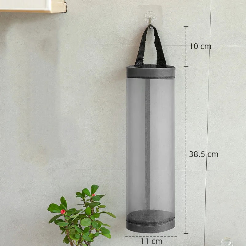 sacs rangement réutilisables polyester maille grossière accroche mur porte noir gris jaune semi transparent