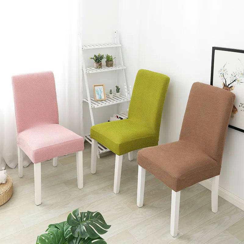 housse chaise jacquard gris rose vert marron moderne adhésif polyester pliage salon mariage banquet