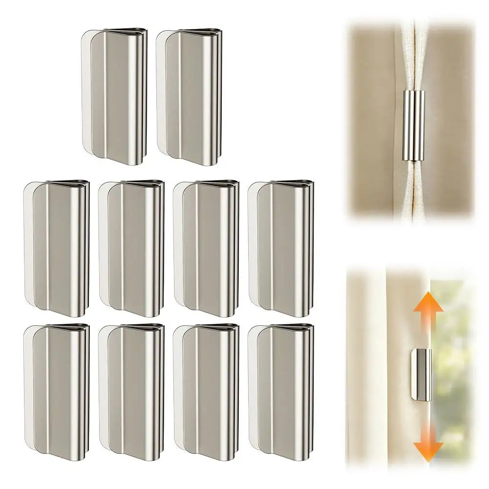 clips rideau magnétiques argentés modernes fixations aimants sans perçage opaques minimalistes