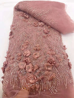 tissu décoratif polyester dentelle fleurs relief brillants élégant mariage soirée partie
