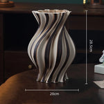 vase moderne rayures diagonales blanc orange rouge décoration maison arrangement floral