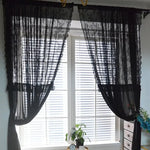 rideau noir dentelle transparent classique polyester fleuri fenêtre française decoration