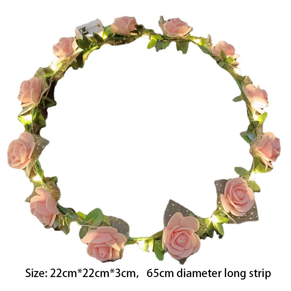 couronne fleurs lumineuse rose blanche violet occasion fête anniversaire mariage romantique festive