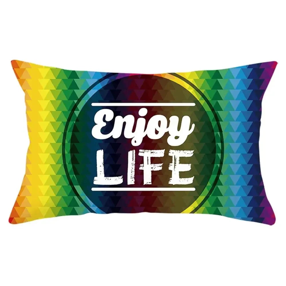 coussin rectangulaire géométrique multicolore décoration intérieure moderne polyester confortable 30x50cm fixations