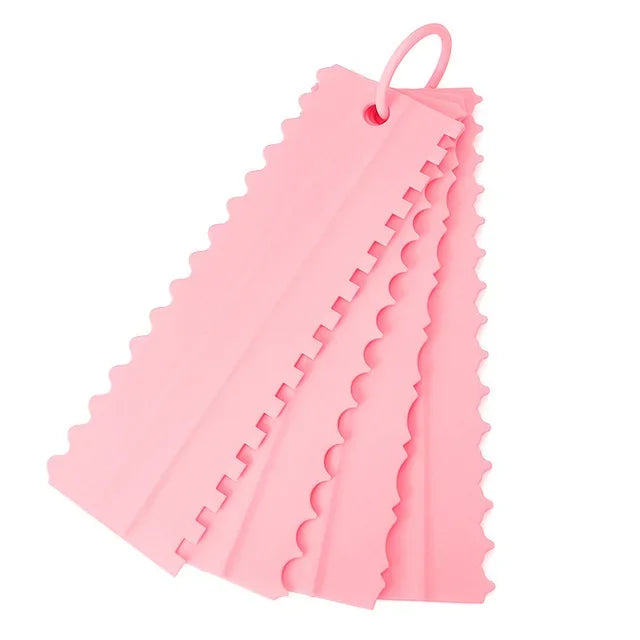 couteau gâteau dents scie spatule réglable blanc rose utilitaire pâtisserie cuisine pliable rigide