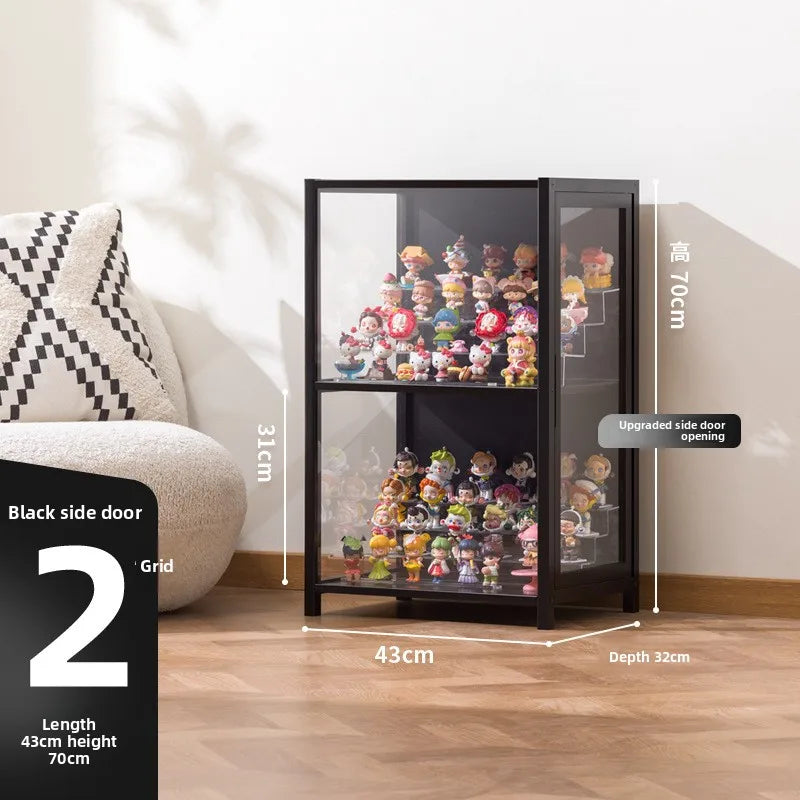 présentoir rangement étagère vitrée moderne noir transparent compartiments 120L capacité