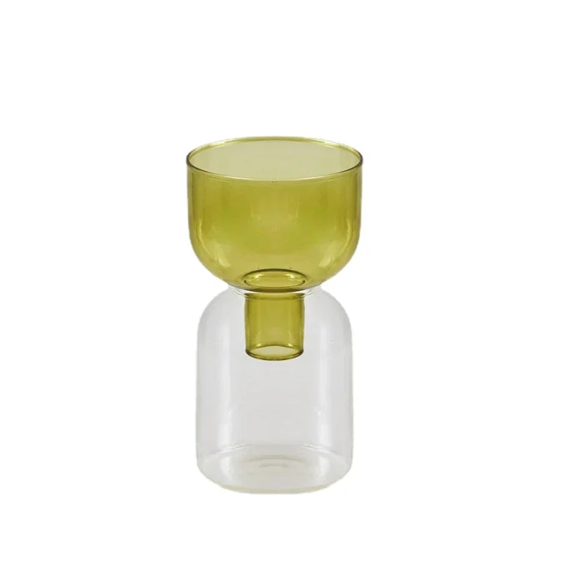 Vases modernes transparents vert bleu orange rose jaune set deux mini vases terrarium fonction