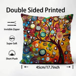 housse coussin multicolore arbre abstrait moderne polyester 45x45cm zip invisible facile laver canapé lit