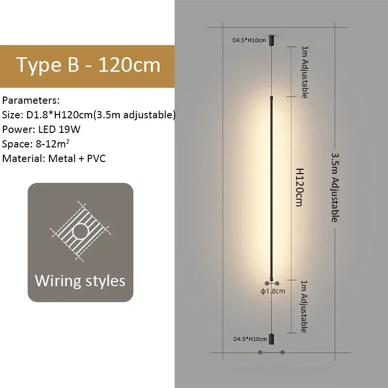 lampe poser moderne noire led adhésif 6w 10w lisse aluminium câble électrique