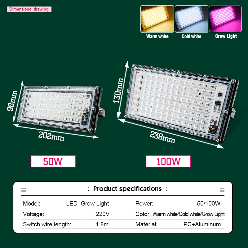projecteur led violet blanc moderne ip65 50w 100w grille clips
