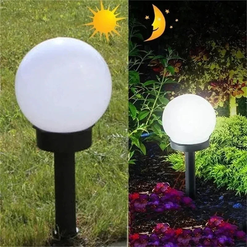 lampe solaire moderne sphérique translucide blanc noir énergétique extérieure jardin épingle détachable panneau solaire