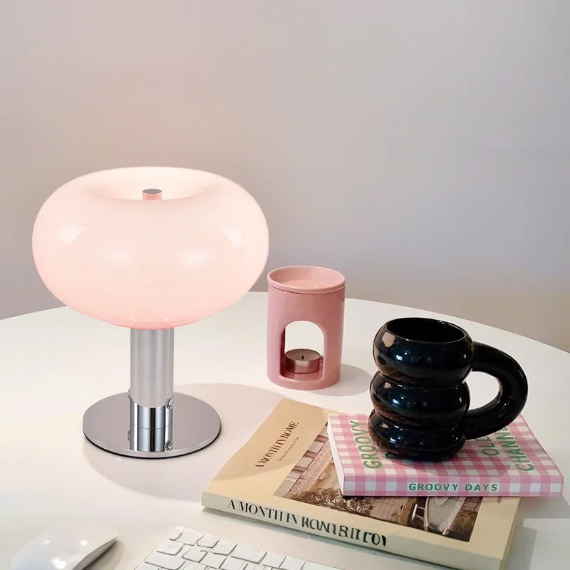 lampe table moderne rechargeable led orange rose bleu brillante base métallique sans fil