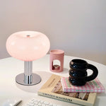 lampe table moderne rechargeable led orange rose bleu brillante base métallique sans fil