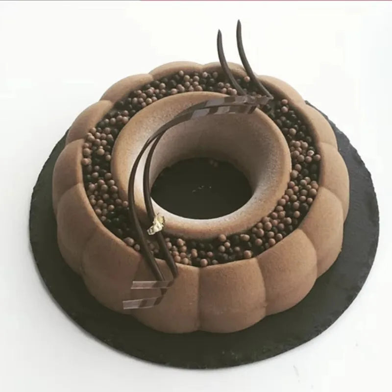 moule silicone gâteau fleur canelures moderne élégant pâtisserie décoration anniversaire desserts chocolat mousse pudding