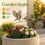 stake jardin moderne oiseaux vol motif pissenlit gris orange brun vert naturelextérieur