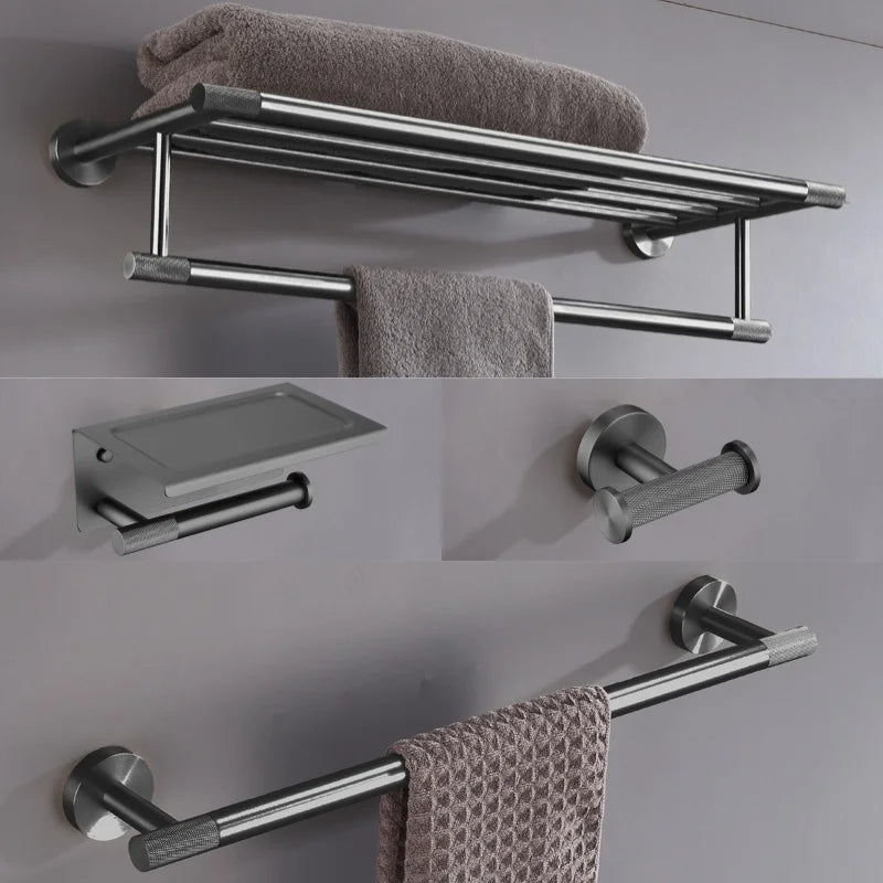 ensemble accessoires salle bain noir mat porte serviette porte savon porte brosse mural