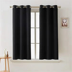 rideaux opaques bleu marine blanc noir tissu voile fenêtre moderne anneaux métalliques unis