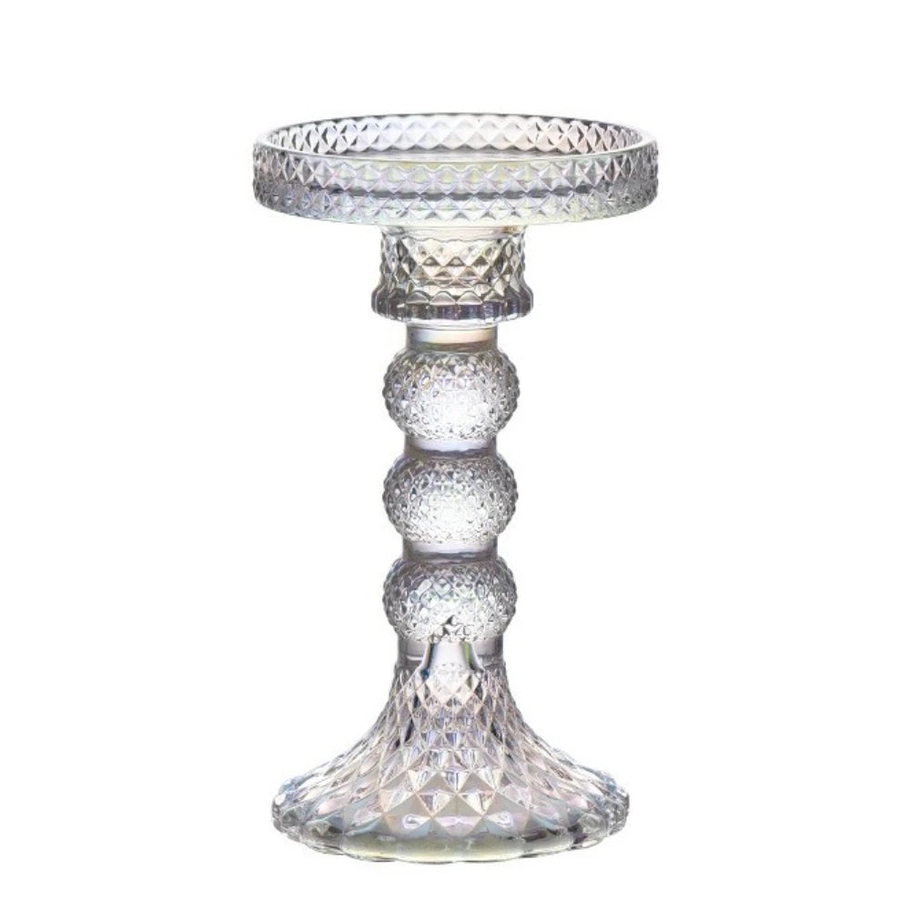 support bougie verre rose vert motif diamant décoration table mariage classique objet déco maison