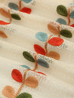 rideau moderne rustique feuilles brodées couleur beige vert orange bleu semi transparent salon maison