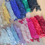 appliques decoratives brodees sequins floral violet blanc or rose bleu vert rouge noir